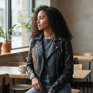 Bagatelle.NYC Black Faux Leather Moto Biker Jacket, Women's Size XL.